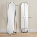 Specchio a Figura Intera da Terra 40x4x160 cm con Supporto Pieghevole in Vetro e Metallo Argento      