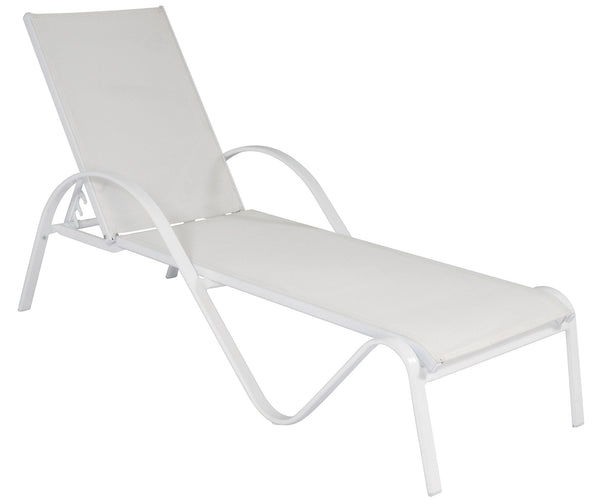 sconto Gartenliege 202 x 64 x 53 cm Rahmen aus Aluminium und Textilene Elfenbein