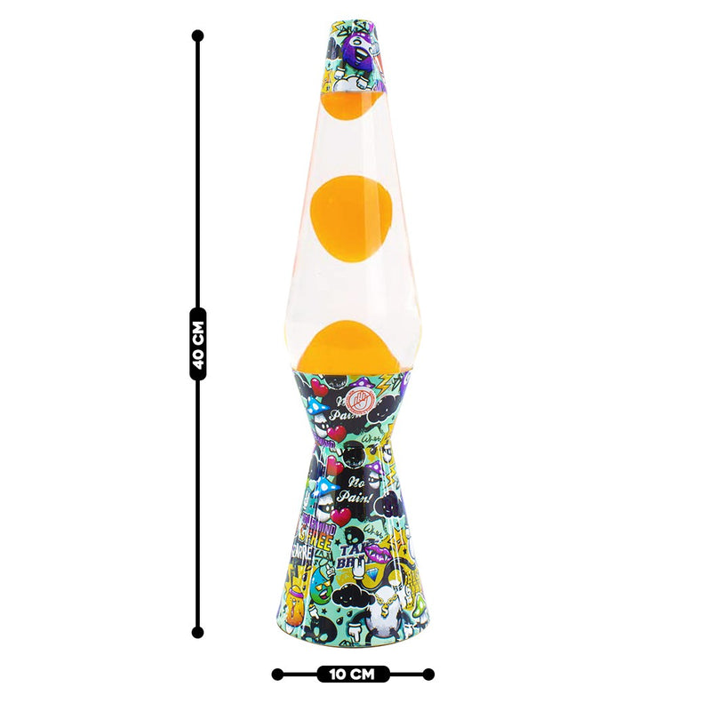 Lampada Lava Lamp 40cm Fantasia Graffiti e Magma Giallo