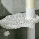 Albero Tiragraffi per Gatti a Soffitto 48x32x225-255 cm Pali con Corda in Cotone Bianco   