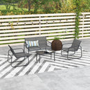 Set 4 Pezzi Salotto da Giardino con 2 Poltrone Divano 2 Posti e Tavolo in Mesh Nero      