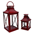 Set 2 Lanterne in Metallo rosso quadro