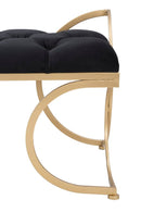 Panca Glam Luxy Nera 103x43x47 cm in Ferro e MDF e Spugna e Poliestere Nero e Oro