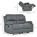 Divano 2 Posti 141,5x95x94,5 cm in Tessuto Grigio