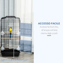 Voliera Gabbia per Uccelli 46,5x35,5x92 cm in Metallo e Plastica Nero