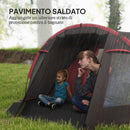 Tenda da Campeggio Impermeabile 360x250x130 cm da 2-4 Persone con Stanze Separate e Doppie Porte Grigio   