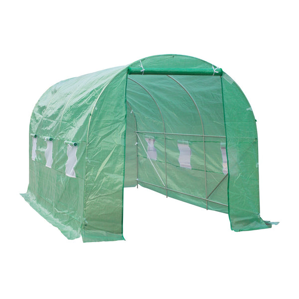 Serra a Tunnel da Giardino con Tetto Arrotondato 4,5x2x2m in PE e Metallo Verde acquista