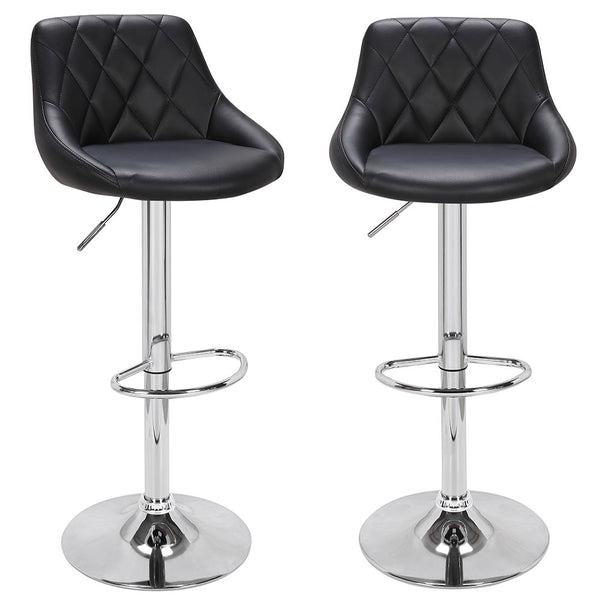 Set 2 Sgabelli Cucina Seduta Pelle Imbottita Sgabello Girevole Casa Bar Nero acquista