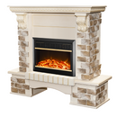 Camino Elettrico da Pavimento 109x110x33 cm Effetto Fiamma 1500W Topaz & Mars Avorio