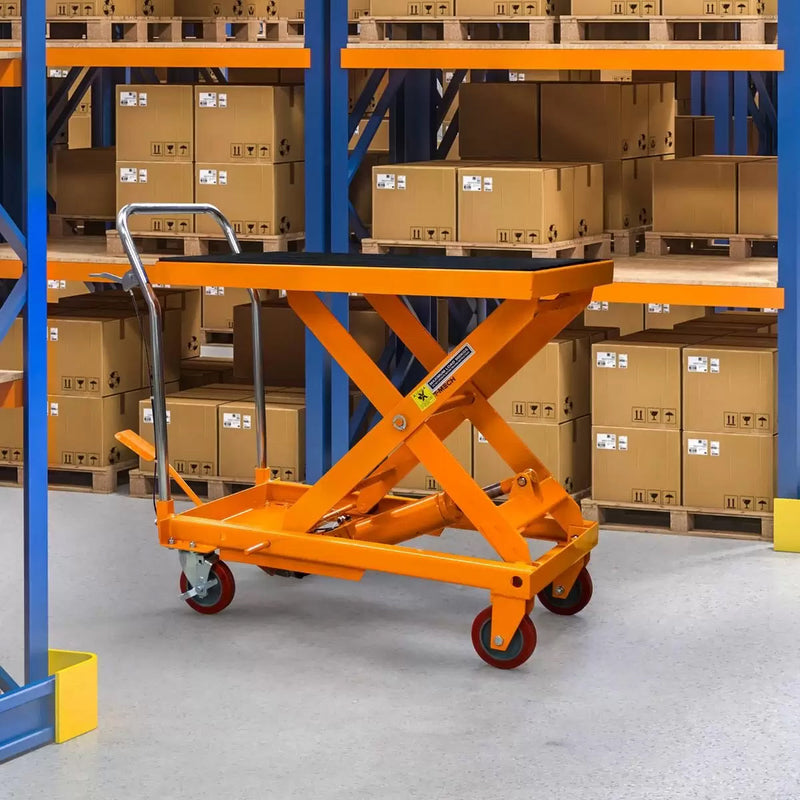 Pedana Idraulica 81x50,5 cm per Sollevamento fino a 500Kg in Acciaio Arancione