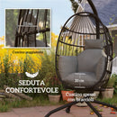 Poltrona Sospesa Amaca a Uovo 120x88x192 cm con Gancio Regolabile in Acciaio Nero e Grigio  