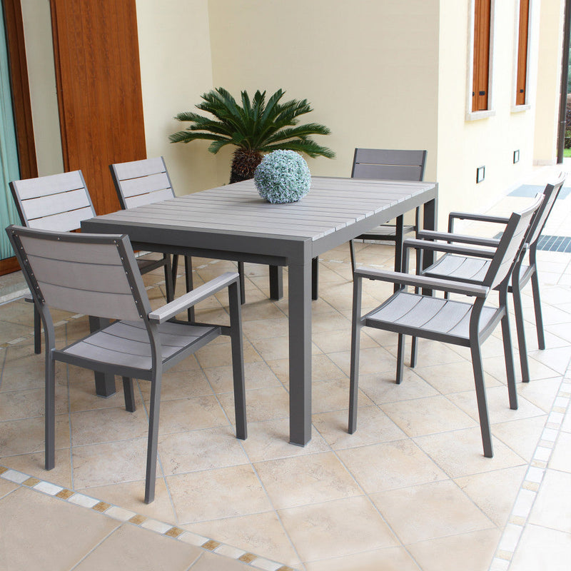 Poltrona Cervia Impilabile 58x58x89 h cm in Alluminio Taupe