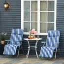 Set 2 Sdraio Pieghevoli 60x75x102 cm con Schienale Regolabile a 5 Livelli in Acciaio e Poliestere Blu e Crema      