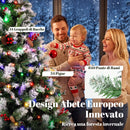 Albero di Natale Innevato Ø115x180 cm con 250 LED a 2 Colori Telecomando 11 Modalità Pigne e Bacche Rosse in PVC      