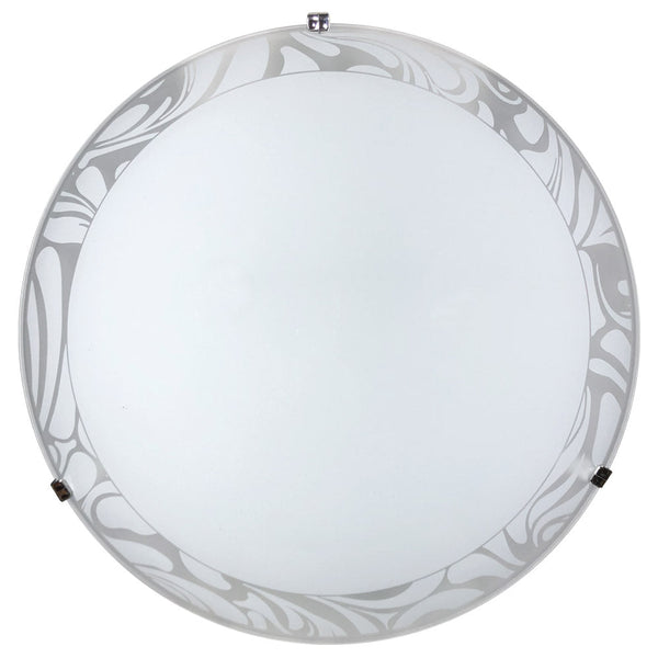 sconto Deckenleuchte 2xE27 Haken Chromplatte Glas Weiß Dekoriert Weiß E-Energy Amalia
