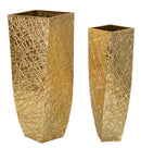 Porta Vasi Squer Coppia 34x34x90 cm - 25x25x78 cm in Ferro Oro      