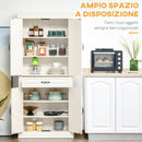 Credenza Alta 80x35x180 cm 2 Armadietti 1 Cassetto Bianco