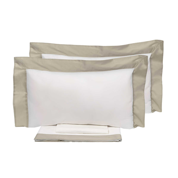 Set aus Oberlaken und Kissenbezügen in Satin Garrini Eveline Elfenbein/Sand, verschiedene Größen acquista
