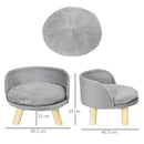 Divano per Cani e Gatti Rotondo con Cuscino in Tessuto di Peluche e Legno Ø40,5x33 cm Grigio