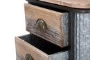 Comodino 2 Cassetti Bronxs 43,5x36,5x72,5 cm in Ferro e Legno di Abete Nero e Grigio