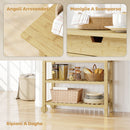 Carrello Cucina 100x43x75 cm con 2 Cassetti 2 Ripiani a Doghe e 2 Rotelle in Legno di Bambù      