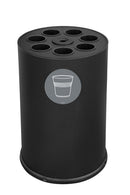 Pattumiera a Bidone per Raccolta Differenziata Ø45x72 cm 7 Scomparti Tubolari e 1 Vaschetta in Acciaio Verniciato Nero 