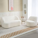 Poltrona per Salotto con Schienale Ergonomico 73x82x71 cm in Tessuto Sherpa Bianco Crema   