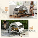 Lettino per Cani 106x76x94 cm con Copertura a 3 Lati Rimovibile in Poliestere e Acciaio Grigio Chiaro e Nero      