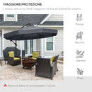 Ombrellone da Giardino 295x295x242 cm con Zanzariera e Base a Croce Grigio Scuro  
