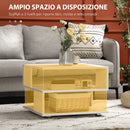 Tavolino da Caffè Asimmetrico 60x60x45 cm con Ripiani e Piedini Regolabili in Legno Bianco