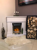 Camino Elettrico da Pavimento 97,8x104,8x30 cm Effetto Fiamma 2000W Ambassador & Galileo Silver Bianco