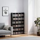 Mobile Porta CD 89x20x130.5 cm con Ripiani Regolabili per 456 CD o 336 DVD 24 Scomparti Nero      