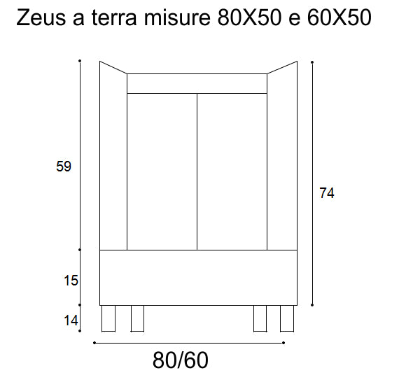 Mobile Lavatoio Sospeso Vasca Zeus in MineralMarmo Apertura a Cassettone 80x48x50 cm Grigio Cemento