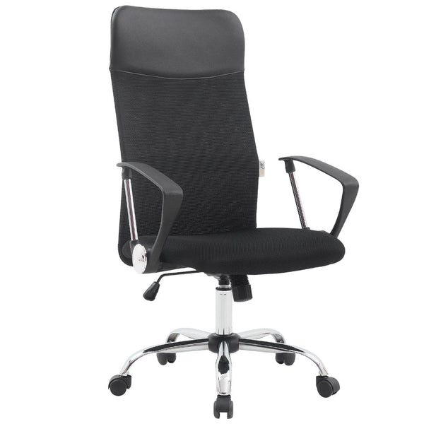 Sedia Direzionale da Ufficio 66x50x112/123 cm Ergonomica in Rete Mesh Nera sconto