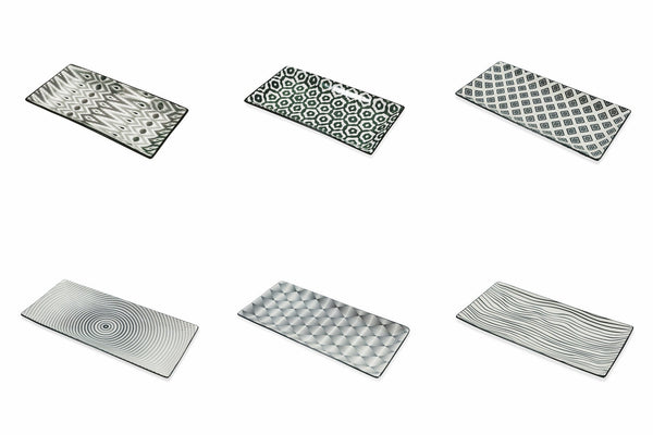 online Set mit 6 rechteckigen Tabletts aus Steinzeug Villa d'Este Home Tivoli Black Confusion