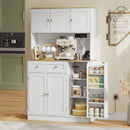 Credenza da Cucina 100x40x173A cm con Stazione di Ricarica Piano per Microonde 4 Rastrelliere per Spezie in MDF Bianco      