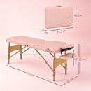 Lettino da Massaggio Pieghevole 210x81x67-92A cm con Poggiatesta Regolabile e Borsa di Trasporto in Legno e PVC Rosa      