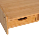 Supporto Monitor con Spazio per Mouse e Tastiera e Ripiano con Cubo Portaoggetti 49x25,5x11,5 cm in Bambù 