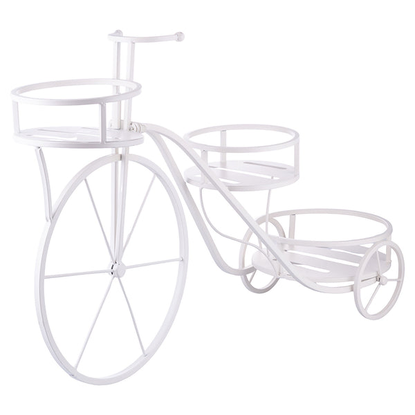 Portavasi 3 Ripiani Design a Bicicletta 78x25x48 cm in Ferro Battuto Bianco acquista