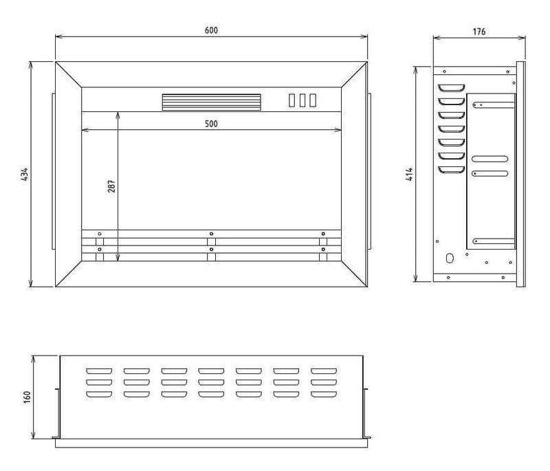 Camino Elettrico da Incasso Effetto Fiamma 1800W Ruby Fires Flandria Nero