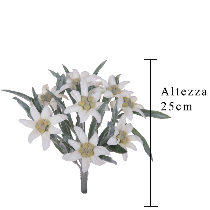 Set 3 Piante Artificiali Stelle Alpina Composta da 9 Fiori H 25 cm