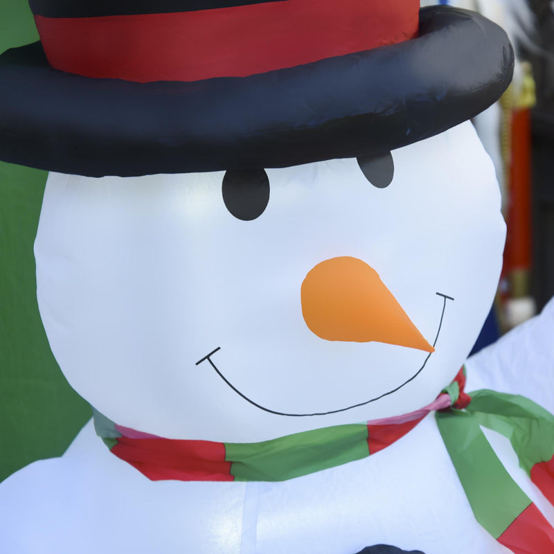 Arco Natalizio Gonfiabile H244 cm con Luci LED Babbo Natale e Pupazzo di Neve per Esterno 