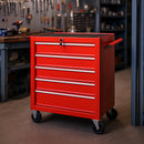 Carrello Portautensili 68x33x78 cm con 5 Cassetti per Utensili in Acciaio Rosso      
