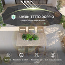 Ombrellone Doppio da Giardino 400x220x234H cm con Prese d'Aria e Manovella Nero e Grigio Scuro  