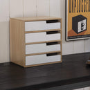 Cassettiera 4 Cassetti 30x20x30,5 cm in Legno Paulownia e MDF Zoe Naturale/Bianco