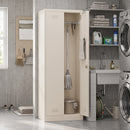 Armadio Porta Attrezzi 60x40x165 cm con Serratura Ante e Ripiani Regolabili Capacità 80 kg in Acciaio Crema      