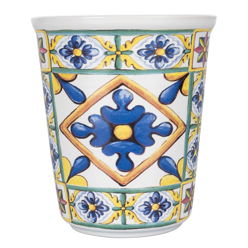 Set 6 Bicchieri Acqua Costiera in Ceramica VdE Tivoli 1996 Bianchi con Decori