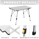 Tavolo da Campeggio Picnic Avvolgibile in Alluminio 90x53x45/65 cm  Wrap