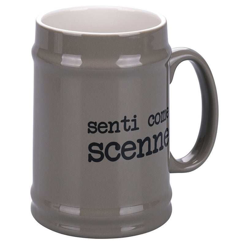 Boccale di Birra Ø8x13 cm in New Bone China VdE Tivoli 1996 Spqr grigio