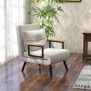 Poltrona Letto Singolo Reclinabile con Cuscino Sfoderabile in Tessuto Effetto Lino Crema  